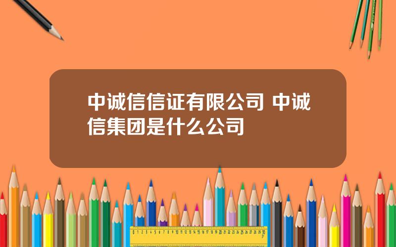 中诚信信证有限公司 中诚信集团是什么公司